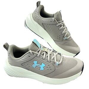 Under Armour Charged Assert Women 8.5 Tan Blue Shoes Walking Runing